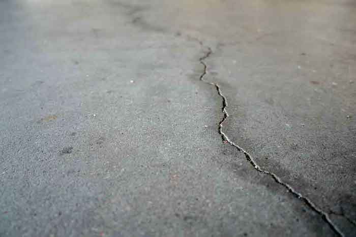 Cracks on the garage floor.